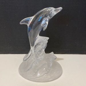 Vintage dolphin in waves crystal arques sculpture